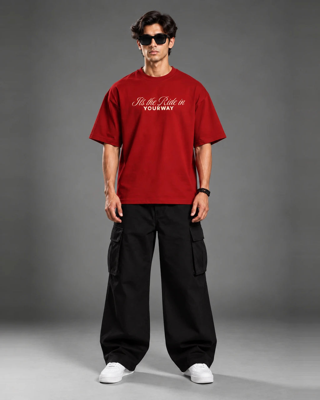 Biker t-shirt front chest print It's The Ride red oversized
