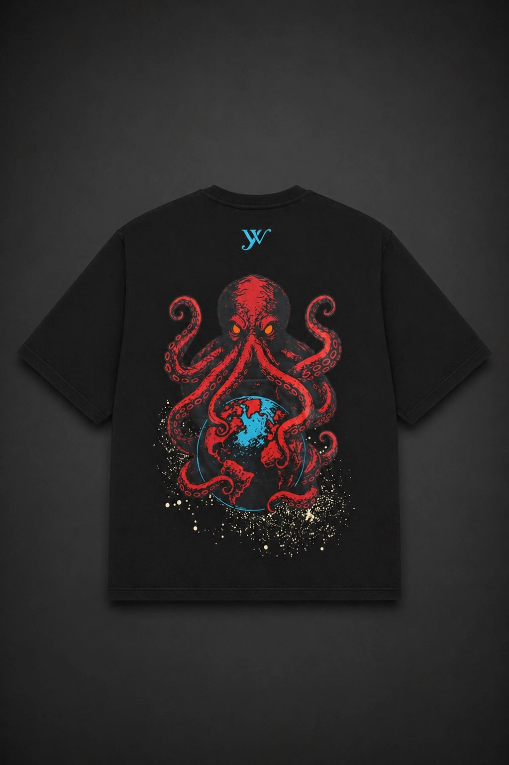 Octopus Holding Earth Black T-Shirt Yourway
